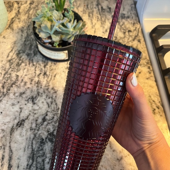 Starbucks red burgundy grid tumbler - Picture 3 of 3